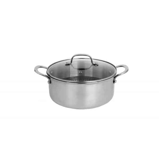 Oala cu capac Zilan, inox, antiaderent, diametru 24cm, 4.3l, compatibila inductie, ZLN9648