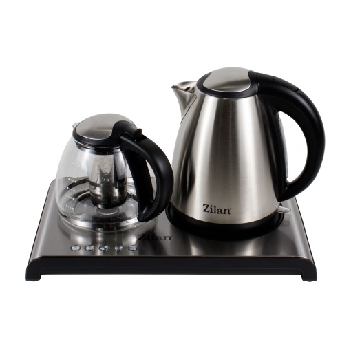 Plita electrica 2 in 1 Zilan, Fierbator apa + ceainic/cafetiera, 2200W, inox-negru, capacitate 1500 ml/1700 ml, mentinere la cald, ZLN9157