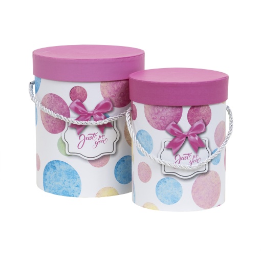 Set 2 cutii cilindrice decorative Zilan, 17.5x14.5 cm + 15.5x12 cm, cadouri, aranjamente florale, CD4424_1