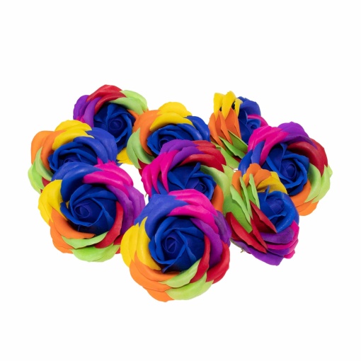 Trandafiri multicolori din sapun love, 9 bucati/set, 8 cm inaltime, multicolor, CD4080-MiezAlbastru