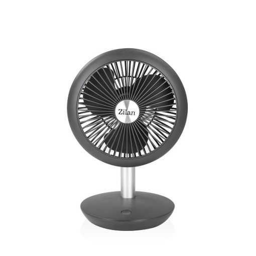 Ventilator portabil Zilan, reincarcabil, 4 viteze, oscilatie verticala 90 grade, putere 5W, diametru 18 cm, incarcare USB, ZLN4000