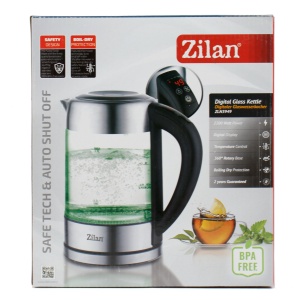Cana fierbator electrica Zilan, capacitate 1.7L, putere 2200W, control temperatura digital, sticla borosilicata, 26x20x23 cm, ZLN3949 - Img 3