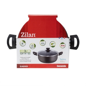 Cratita aluminiu Zilan, 28 cm, 6 l, cu capac sticla, inaltime 11 cm, grosime 2.1 cm, negru, ZLN2003 - Img 4
