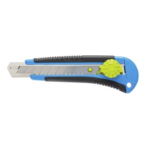 Cutter 18mm HOGERT, lame din otel SK5, blocare integrată, glisor metalic, ergonomie, 3 lame, HT4C605