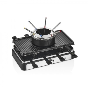 Gratar electric Zilan 3 in 1, 1400W, antiaderent, inox, 8 tigai raclette, 1l, 16cm, 10x10cm, ZLN8856