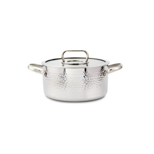 Oala din otel inoxidabil Zilan, capacitate 2.5L, diametru 20cm, Tryply, capac de sticla, maner inox, ZLN1313