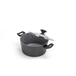 Oala Zilan cu capac sticla, diametru 24 cm, inaltime 12 cm, aluminiu cu interior granit, 4L, 34x25x13 cm, 2kg, ZLN3321 - Img 4