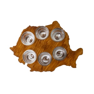 Pahar shot Zilan, set 6 bucati, suport lemn, 30ml, transparent/maro, inaltime 10 cm, EXT7125_1 - Img 2