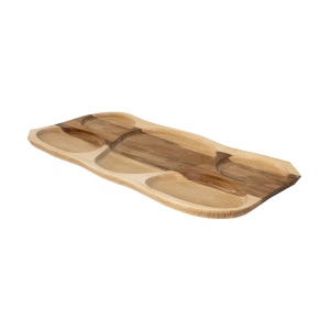 Platou lemn compartimentat Zilan, 63x28x2.5 cm, 5 compartimente, ideal pentru gratar, friptura, aperitive, branzeturi, EXT6080 - Img 2