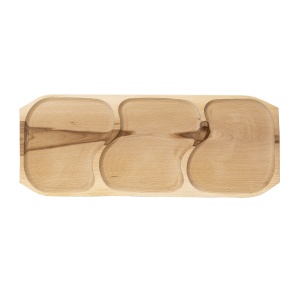 Platou lemn Zilan compartimentat, 65x26x2.5 cm, bej, ideal pentru friptura, aperitive, branzeturi, EXT10157