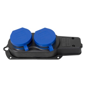 Prelungitor exterior Zilan cauciucat cu 2 locasuri, 16A, IP44, 19.5x6.5x7 cm, ZTS8418