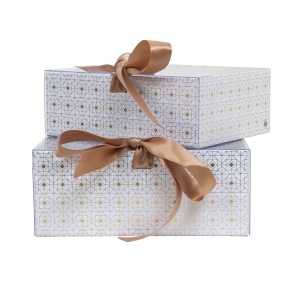 Set 2 cutii Zilan dreptunghiulare, pentru decoratiuni, cadouri, aranjamente florale, bijuterii, dimensiuni: 24.5x19x10 cm + 22.5x17x8 cm, CD4921_alb - Img 1