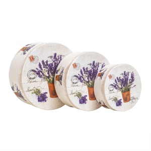 Set 3 cutii rotunde Zilan, pentru decoratiuni, cadouri, bijuterii, dimensiuni: 20x20x8.5 cm + 17.5x17.5x6.5 cm + 14x14x5.5 cm, CC136_1 - Img 1