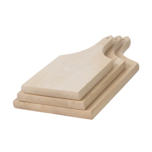 Set 3 tocatoare Zilan cu maner din lemn de fag, 40x20x2 cm + 36x17x2 cm + 30x14.5x2 cm, bej, EXT6067 - Img 2