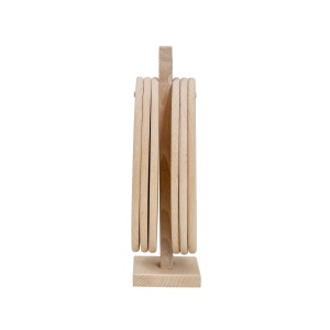 Set 6 tocatoare lemn Zilan, oval, fag, 24x15 cm, suport vertical, bej, EXT7564 - Img 2