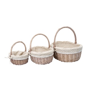 Set cosuri de rachita ovale Zilan, 41x33x38 cm + 34x27x32 cm + 24x20x25 cm, bej, ZTS8435 - Img 1