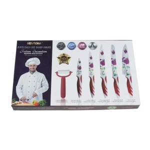 Set cutite inox multicolor Z-tools, 6 piese, cutit bucatarie 33 cm, cutit paine 33 cm, cutit carne 32.5 cm, cutit universal 23 cm, cutit decojit 19 cm, dispozitiv decojit ceramic, cutie depozitare, 4543 - Img 2