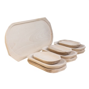 Set platouri din lemn Zilan, compartimentat, pentru servire aperitive, dimensiuni 60x26x2.5cm + 6x23x13.5x2.5cm + 3x16x11x2.5cm, fag, 1450 - Img 3