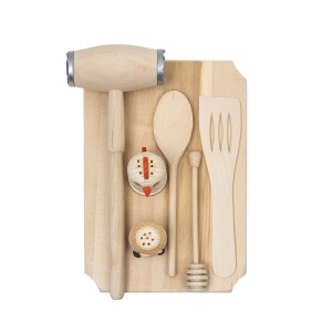 Set tocator dreptunghiular Zilan, 7 piese, lemn fag, 30x20x2 cm, bej, 1512 - Img 2