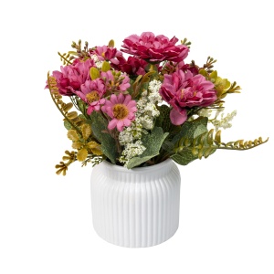 Aranjament floral Zilan, crizantema roz, in ghiveci ceramic, diametru 10 cm, H 20 cm, 11x11x23 cm, 1.5 kg, cod ZTS8056 - Img 2