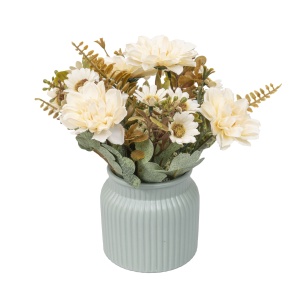 Aranjament floral Zilan in ghiveci ceramic, crizantema alba, H 20 cm, D 10 cm, 11x11x23 cm, 1.5 kg, ZTS8056_3 - Img 2
