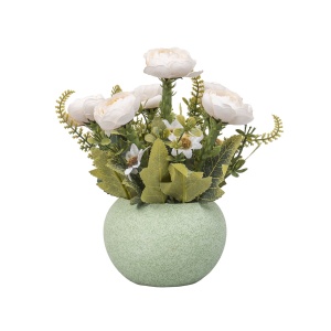 Aranjament floral Zilan, in ghiveci ceramic, trandafiri, culoare verde, 11x11x20 cm, ZTS8057_3 - Img 1