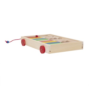 Carucior cu cuburi Zilan, 24 cuburi colorate din lemn, 32x22x5 cm, EXT10769 - Img 3