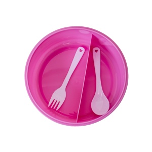 Caserola pentru copii Zilan, compartimentata, rotunda, plastic, roz, 15x15x5 cm, DSY1049_roz - Img 2