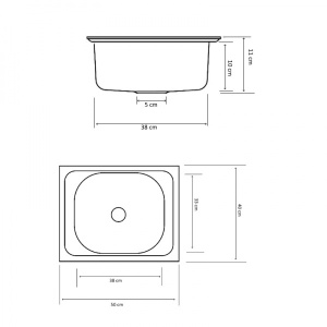 Chiuveta inox Zilan fara picurator, 50x40 cm, 1 cuva, anticoroziv, lucios, ZLN0148 - Img 2