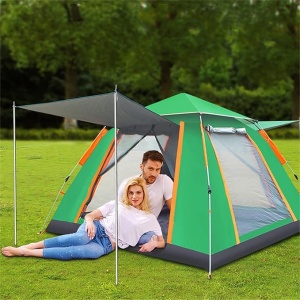 Cort de camping Z-TOOLS pentru 4 persoane, impermeabil, 200x200x150 cm, instalare rapida, greutate 3kg, ZTS8465 - Img 2