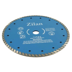 Disc diamantat Zilan 230mm pentru taiere placi ceramice, beton, granit, marmura, caramida, tigla, 230x7x22.23mm, viteza maxima 6500rpm, ZLN1038