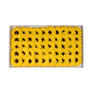 Flori din sapun Love, Floarea soarelui, 50 buc/set, galben, 3 cm, 1 x Cutie flori, SF019 - Img 1