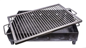 Gratar carbune Z-tools, mobil, metal 60x40x75 cm, cu sita inox, gri, ZTS5484