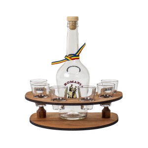 Mini bar Zilan cu 6 pahare, sticla 30ml, 0.5l, 25x24x25 cm, cu dop, transparent, EXT5644