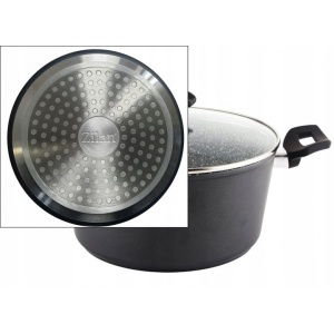Oala Zilan cu capac sticla, diametru 24 cm, inaltime 12 cm, aluminiu cu interior granit, 4L, 34x25x13 cm, 2kg, ZLN3321 - Img 5