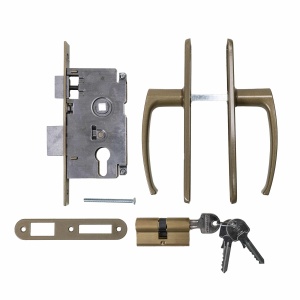 Pachet broasca cu cilindru culoare oro, maner cu sild clasic, 3 chei, dimensiuni cilindru 31/31 mm, EXT5522