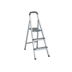 Scara metal Zilan, 2 trepte + platforma, pliabila, anti-alunecare, argintie, 1.2m x 35cm x 10cm, 4kg, ZLN2197