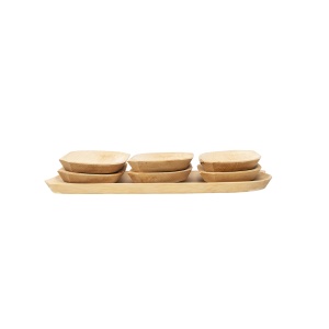 Set 7 platouri din lemn Zilan, 50x20x2.5 cm, compartimentat, dreptunghi, maron, 1462_1 - Img 2
