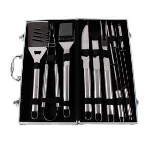 Set accesorii gratar Z-tools 10 piese, inox, cutit 41 cm + spatula 40.5 cm + cleste 42 cm, 46x10x24 cm, cod 842 - Img 1