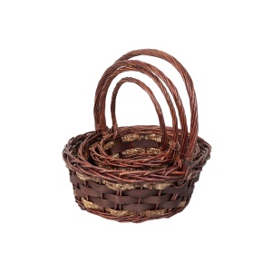 Set cosuri rattan Zilan, 4 cosuri rotunde, maro lucios, diametre: 22-40 cm, inaltime: 27-40 cm, ZTS8000 - Img 3