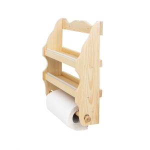 Suport prosoape hartie Zilan, lemn brad, montare perete, simplu, bej, 37x33 cm, 1128 - Img 1
