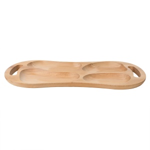 Tava asimetrica Zilan din lemn de fag, cu 4 compartimente, cu manere, 60x33 cm, EXT7021 - Img 2