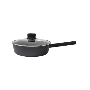 Tigaie adanca Zilan, 26cm, aluminiu, capac sticla, suprafata antiaderenta, gri inchis, ZLN0881 - Img 1