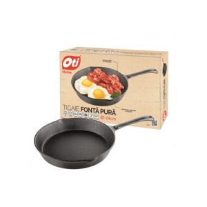 Tigaie din fonta pura Oti, diametru 24 cm, tratament antiaderent, intretinere usoara, OTI0009