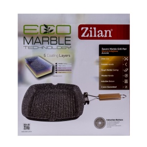 Tigaie grill Zilan, aluminiu, interior granit, maner pliabil, 24x24x4 cm, ZLN4298 - Img 2