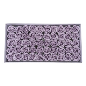 Trandafiri din sapun love, 50 buc/set, movdeschis, 6.5cm inaltime, 5cm diametru, CD2573-Movdeschis61 - Img 1