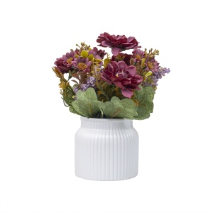 Aranjament floral Zilan in ghiveci ceramic, crizantema grena, 11x11x20 cm, ZTS8056_1 - Img 1