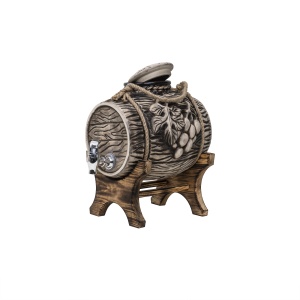Butoi de vin Zilan, ceramic, 3L, robinet, suport lemn, 29x27x19 cm, EXT10237 - Img 1