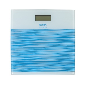 Cantar electronic Floria, sticla securizata, 150 Kg, alb/albastru, 32x32 cm, ZLN7680 - Img 1