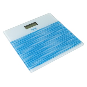 Cantar electronic Floria, sticla securizata, 150 Kg, alb/albastru, 32x32 cm, ZLN7680 - Img 2